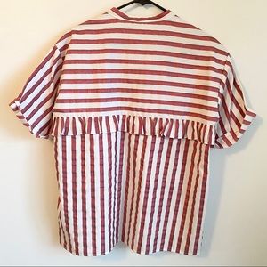 SOLD Red and off white stripped blouse